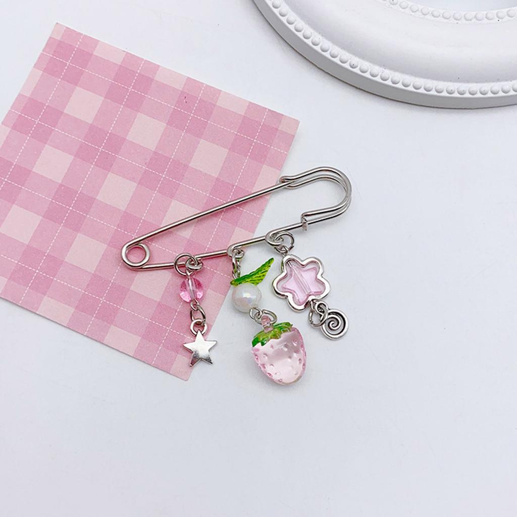 Sweet Pin Clothing Jewelry Sweater Shawl Clip Strawberry Chain Pin Alloy Material Clasp Pin Lapel Pin for Daily Party