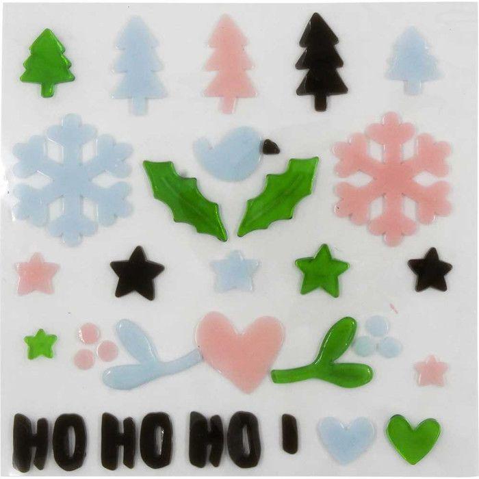 MégaCréa DIY - Déco de Noël fenêtre Gel vitrostatique Flocon et sapin 29 pièces