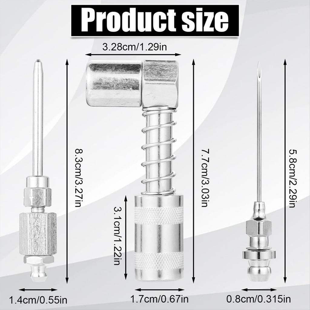 #046P 4pcs 90 Degree Grease Needle Fitting Set (Silver)