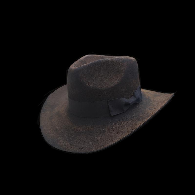 Винтажная винтажная флисовая шляпа Вестерн Ковбойская флисовая высокая шляпа Лента Войлочная шляпа