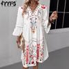 Женская мода Лето Весна Цветочный узор с принтом Рукава 3/4 с v-образным вырезом и высокой талией Повседневные платья