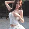 Slim Fit Lace Corset Sleeveless Crop Tops Spicy Girl Style Suspender Vest  Spring Summer