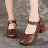 Женская обувь, туфли-лодочки в этническом стиле, дышащие сандалии из натуральной кожи на толстом каблуке и мягкой подошве