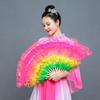 Dancer Practice Gradient Color Silk Fans Belly Dancing Fan Rayon Silk Fans Long Silk Fans