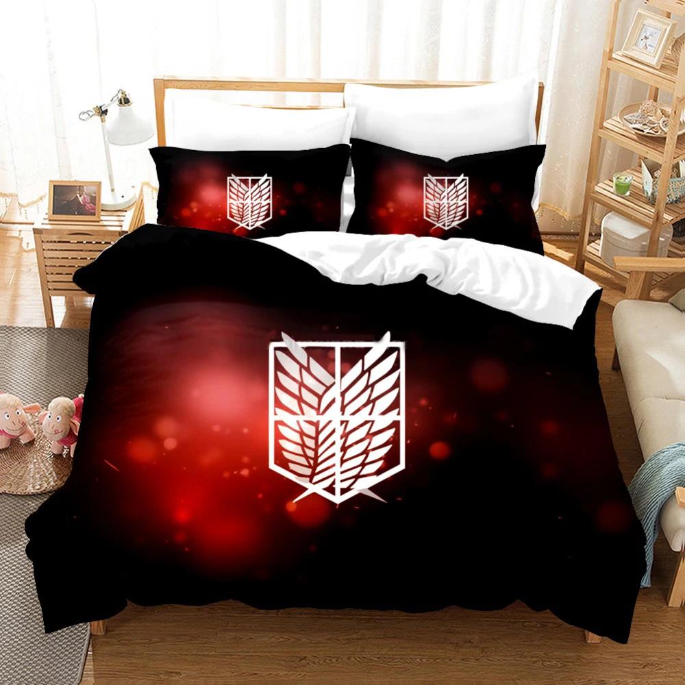 3D Printed Anime Attack On Titan AOT 2/3pcsBedding Set Duvet Cover Double Twin Full Queen King Adult Kids Bedclothes Quilt Cover
