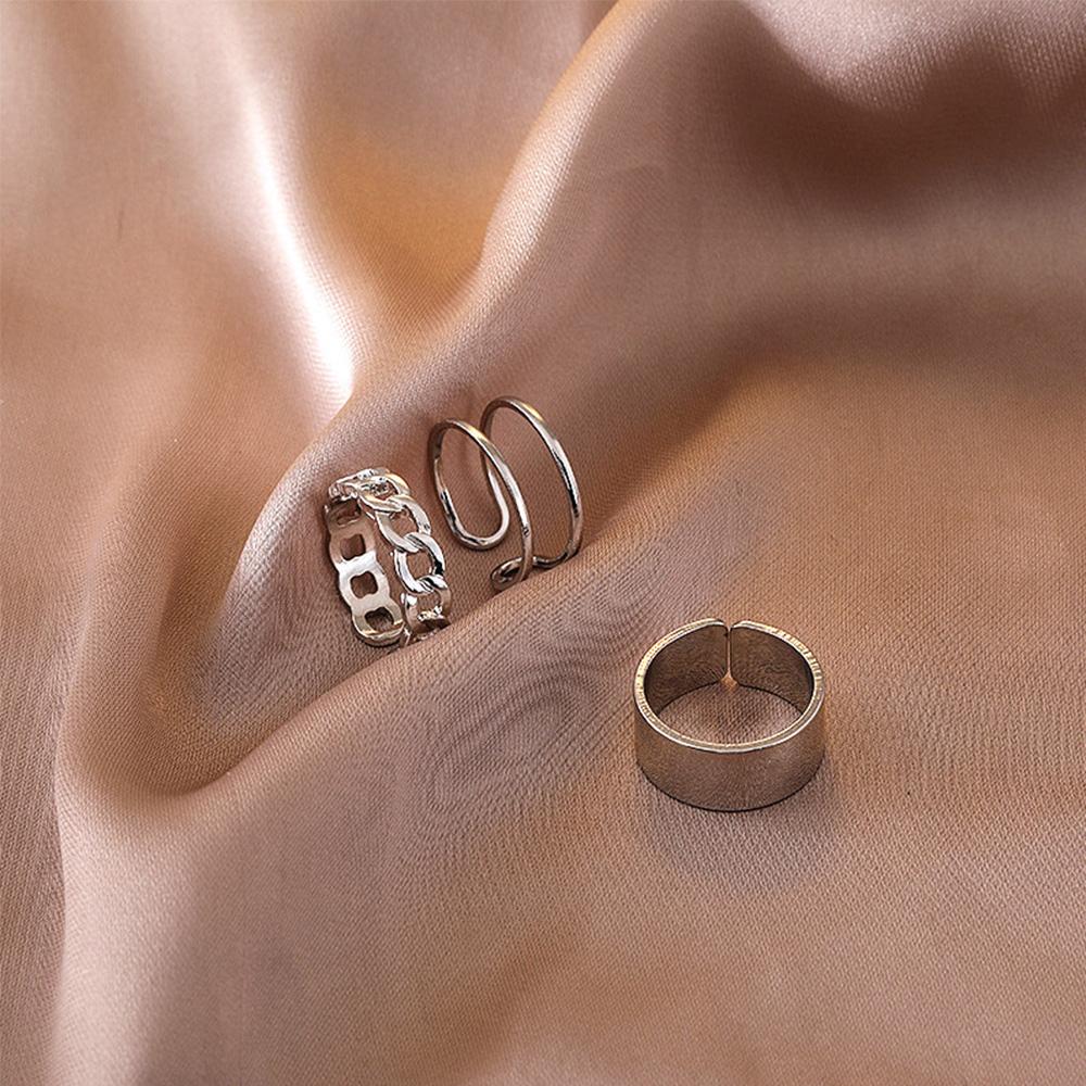 Широкие кольца 3 шт./набор Круглые Простые Металлические Геометрические Женские Подарки Цепочка Ювелирные Кольца Набор Открытые Кольца