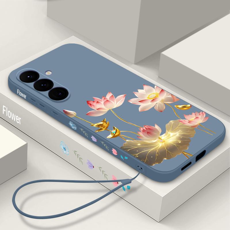 Чехол с цветочным узором для Samsung Galaxy S26 S25 Ultra S24 S23 S22 Plus S21 FE A15 A16 A17 A35 A36 A54 A55 A56 5G Мягкая крышка