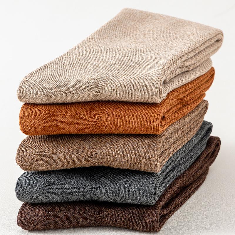 Женские осенне-зимние тонкие хлопковые носки до бедра однотонные с микро-давлением