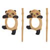 2pcs Carved Style Wooden Brooch Decorative Shawl Pin Vintage Wooden Pin  For Cardigan
