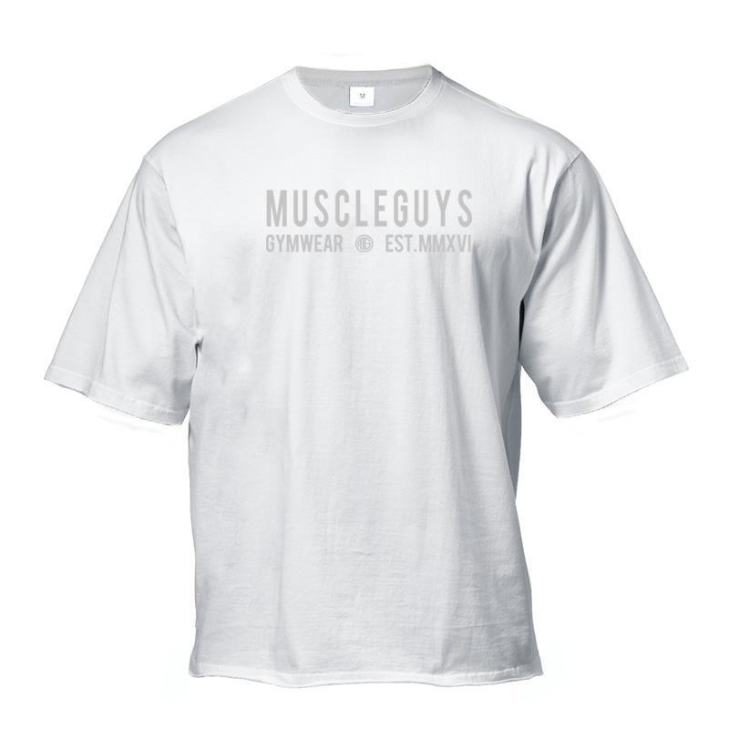 Muscleguys Мужская футболка большого размера с заниженным плечом и коротким рукавом для фитнеса, свободные топы для спортзала