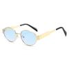 Oval sunglasses, small round lenses, metal frame, unisex