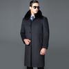Lapel Middle-aged and Elderly Men's Long Woolen Woolen Coat Removable Plus Velvet Liner Real Fur Collar Coat Thickened Winter