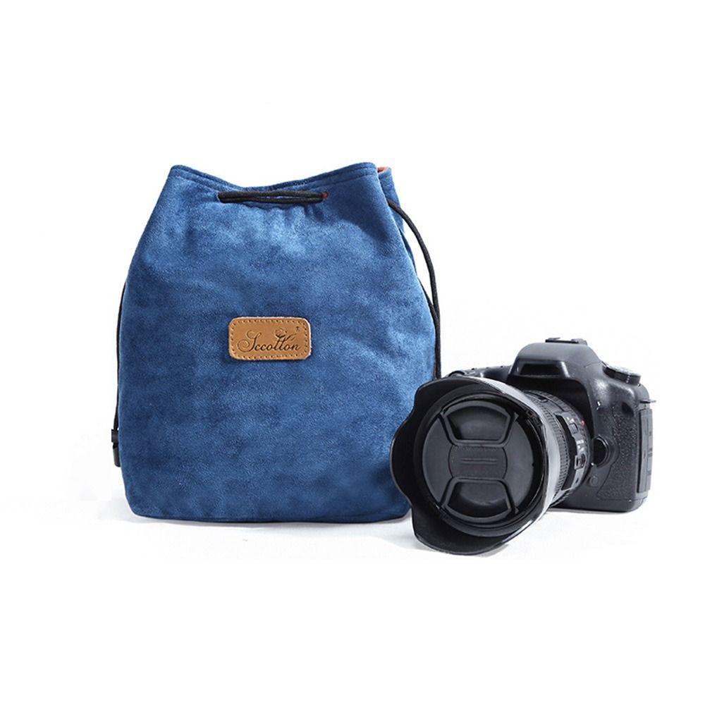 Portable Camera Storage Bag Soft Lens Protective Case Vintage Lens Pouch for Canon/Nikon Camera