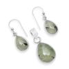 Natural Prehnite Gemstones 925 Sterling Silver Tear Drop Pendant Dangle Earrings Jewelry Sets For Women & Girls