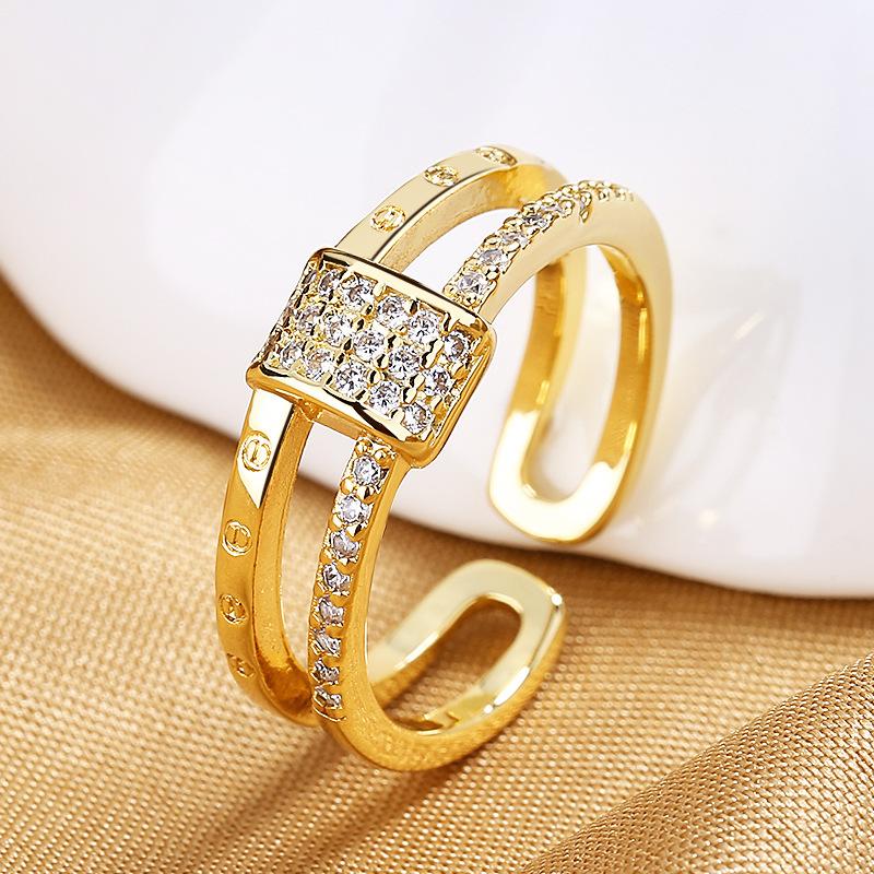 925 Sterling Silver HipHop Ring Open Adjustable Silver/Gold For Women Exquisite Student Girlfriend Jewelry Wedding Party GiftG