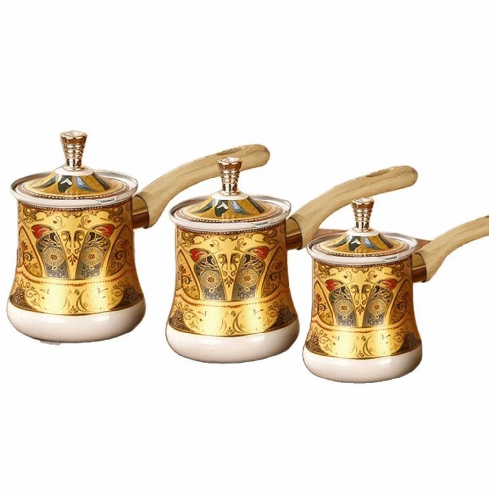 Stainless Steel Turkish Coffee Pot Long Handle Milk Tea Pot Chocolate Melting Pot  Porridge