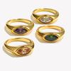 Кольцо-печатка EBbelle Horse Eye Zircon, цветное, гипоаллергенное, из нержавеющей стали 316L, ювелирное изделие с позолотой 18 карат