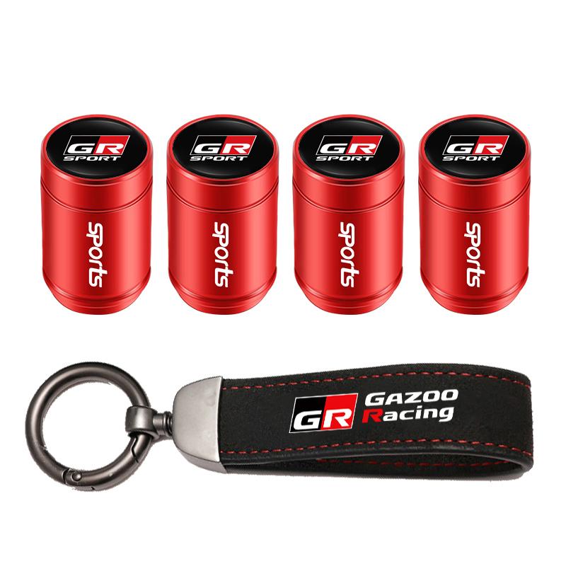 Car Tire Wheel Valve Caps Cover Suede Car Key Chain Ring Keychain For Toyota GR Corolla Yaris Aygo Prius CHR Camry Auris Avensis