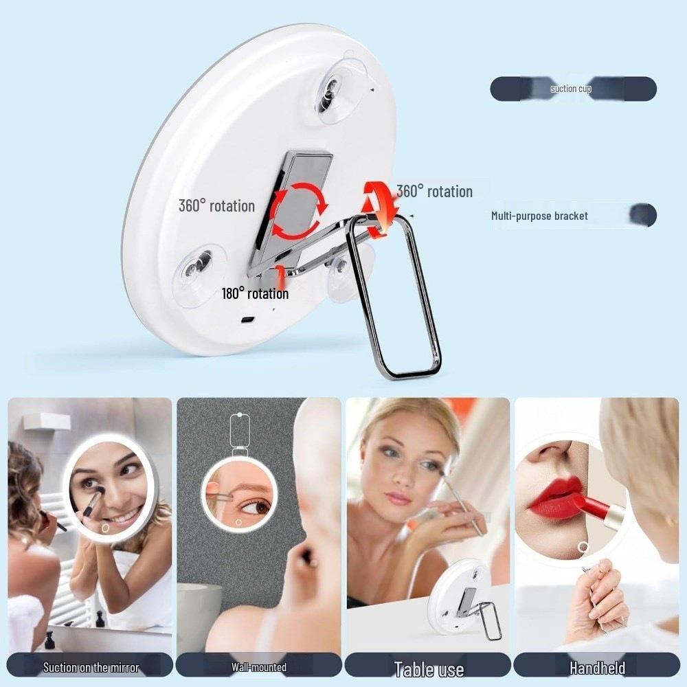 6" LED Magnifying Makeup Mirror with Stand, 360° Rotation, Tri-Color Dimming