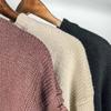 Khaki Ripped Loose Sweater Knitted Pullover Cutout Beggar Round Neck Long Sleeves Simple Casual Men and Women Spring Autumn