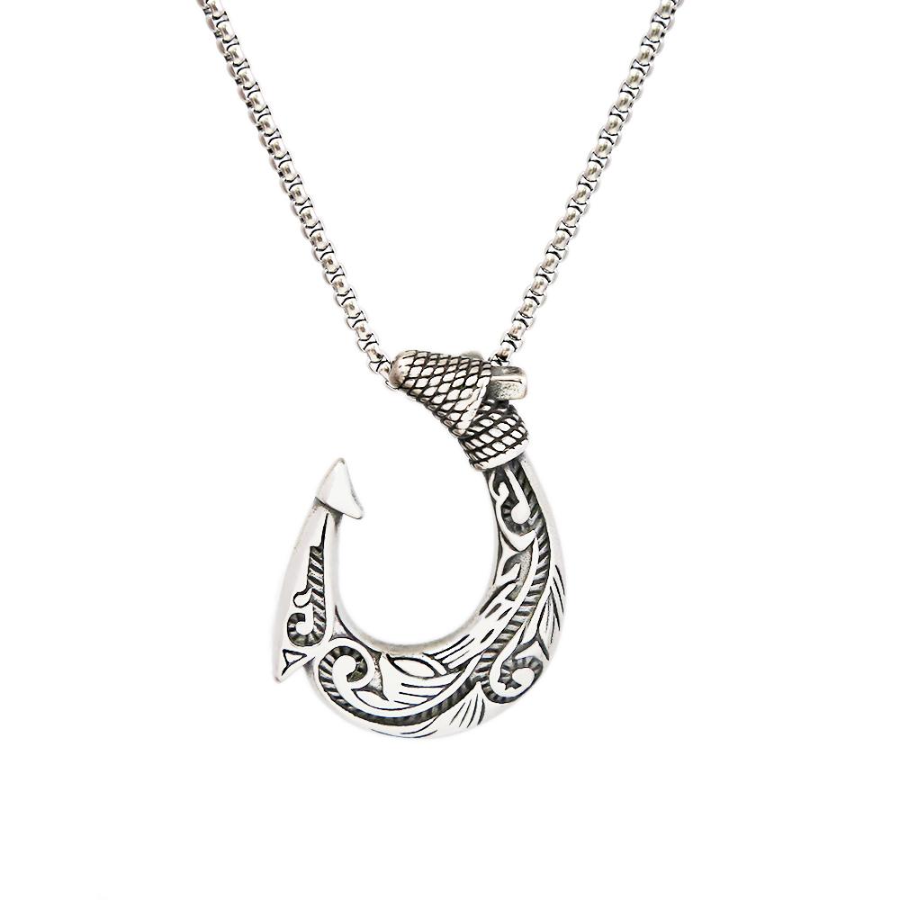 Vintage Stainless Steel Viking Anchor Hook Necklace for Men's Fashion Jewelry Viking Necklace Pendant Gift Men Chain