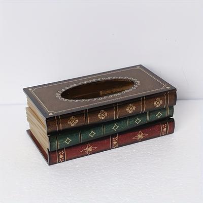 1 шт., Коробка для салфеток, Винтажная европейская стилизация, имитация книги, Коробка для салфеток, Коробка для хранения салфеток для ежедневного использования дома, Подходит для спальни, гостиной