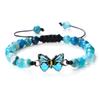 6mm Multicolor Butterfly Beaded Rope Bracelet, Adjustable Friendship Gift for Her