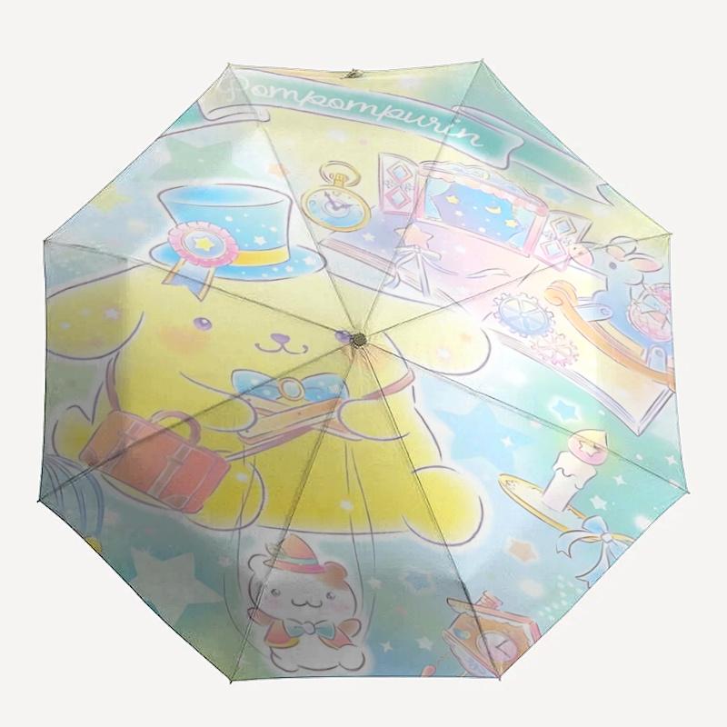 1pc Pomkompurin Automatic Opening/Closing Umbrella with Portable Tri-Fold Design, 8-Bone Iron Frame, Outdoor Use, Festival Gift Suitable for Fans, Tra