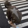 Grunge Vintage Fleece Sweatshirt Streetwear Hoodie Women Korean Fashion Hip Hop Star Print Oversize Hooded Sweatshirt Winter Couple Clothes