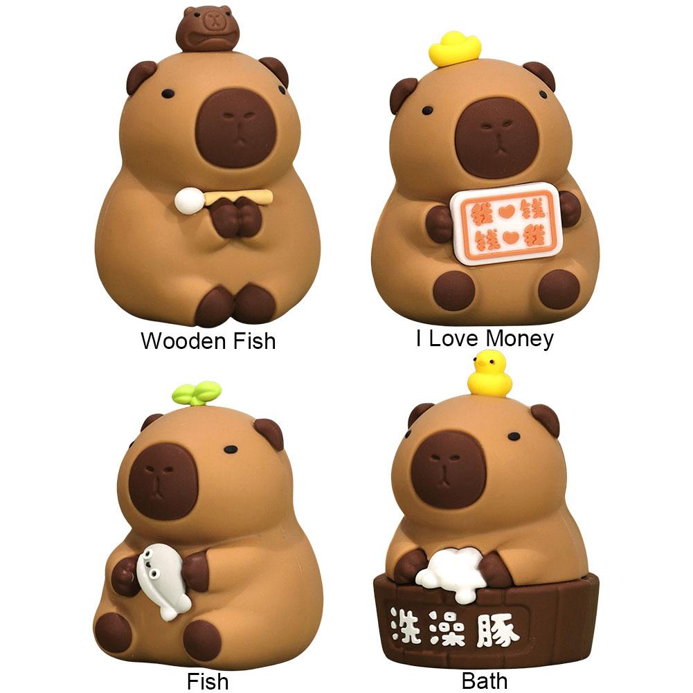 Small Capybara Figurines Cute Capybara Sculpture Cartoon Capybara Tabletop Decoration Creative for Home Office Decor