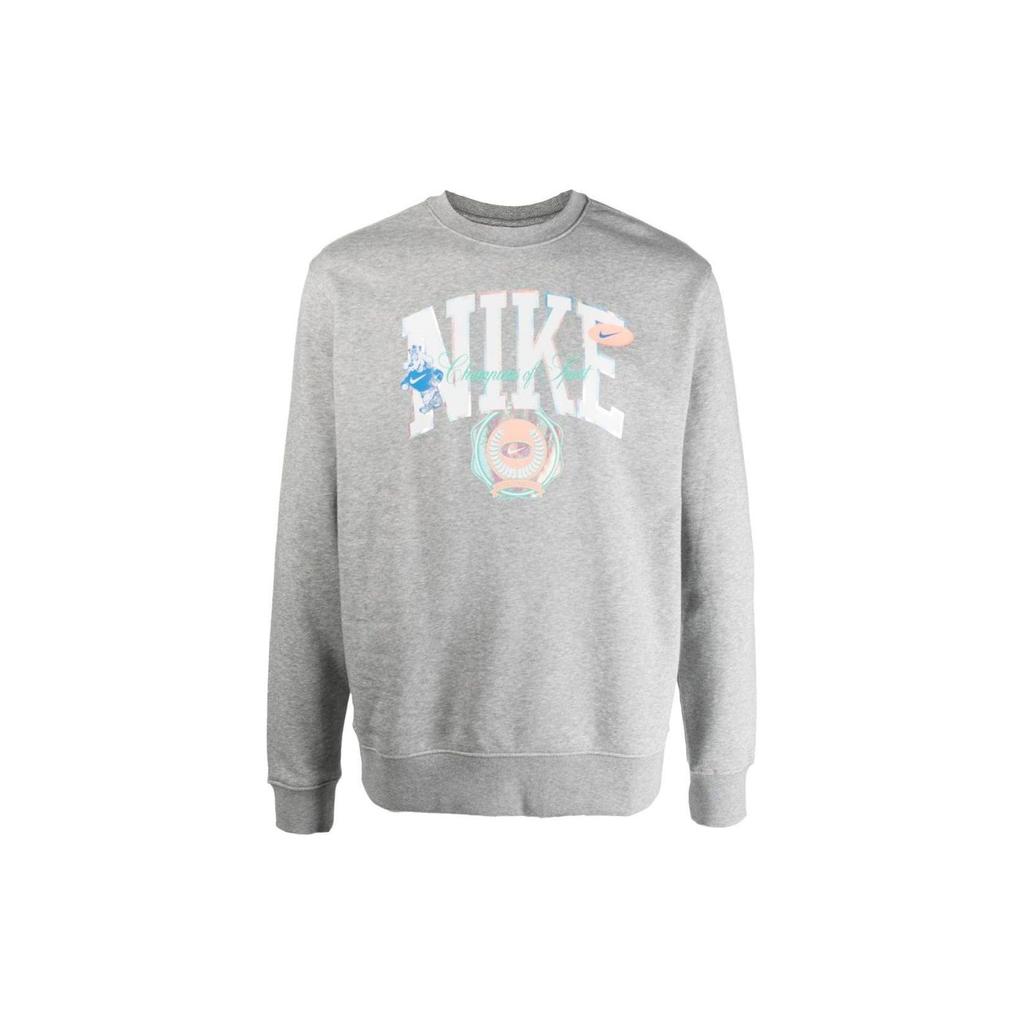 Nike Свитшот с принтом логотипа, круглый вырез, мужской, серый, DR8033-063