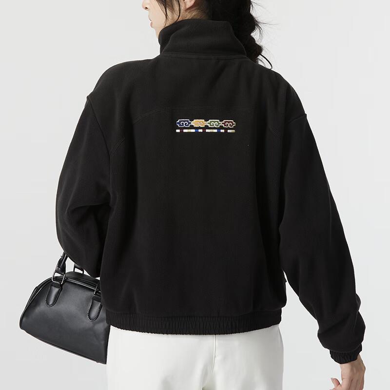 Puma Новогодний логотип вышитый открытый теплый воротник стойка флисовая куртка женская куртка черный 625838-01