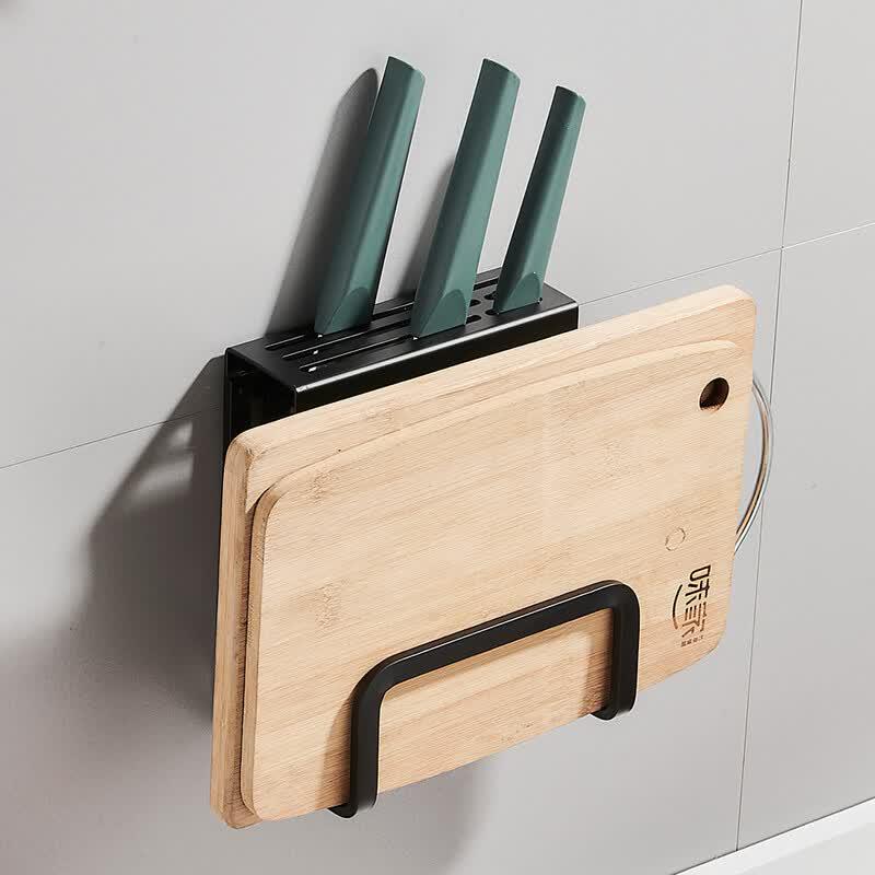 Wall-Mounted No-Drill Pot Lid & Cutting Board Holder