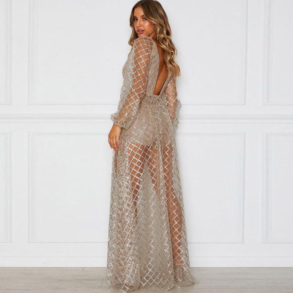 Женщины слинг крест свадьба V-образным вырезом элегантное вечернее вечернее тонкое полое кружевное платье