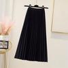 Women Maxi Skirt Elastic High Waist A-Line Long Skirt Solid Color Large Hem Pleated Skirt Work Leisure Skirt Workwear