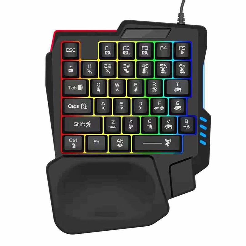 RGB Игровая Клавиатура Одноручная Мини USB Ультратонкая Проводная 35 Клавиш Одноручная Клавиатура с Подсветкой Для Компьютера ПК Ноутбука