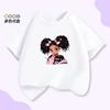 Stylish  Kids and Little Girls with Print Casual Shortsleeved Summer Childrens Clothing Summer Polyester Fiber Fabric