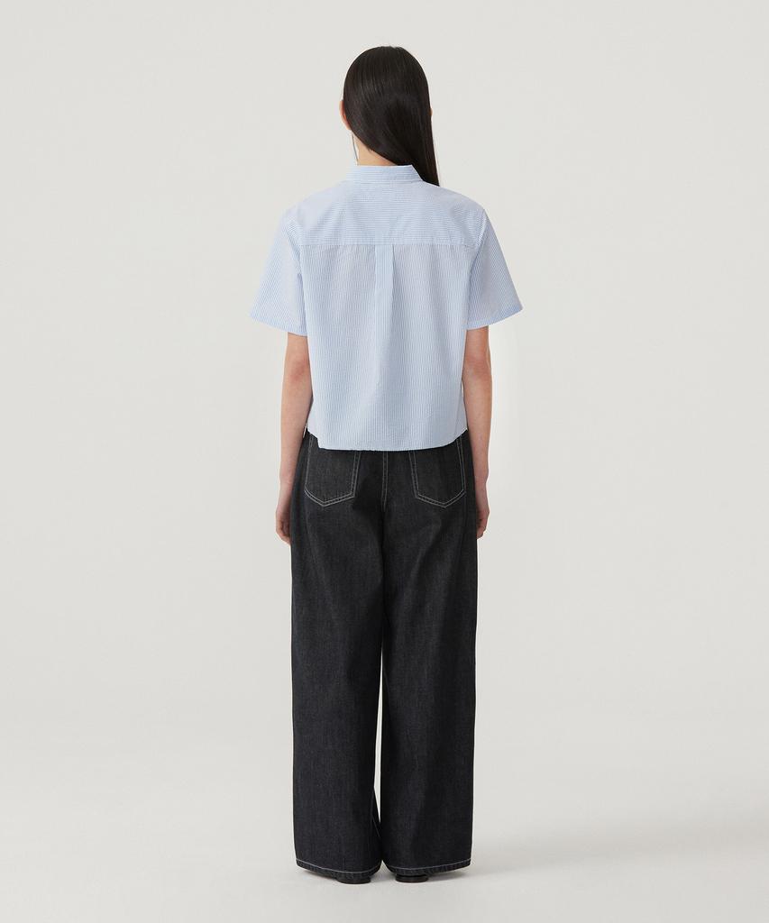 COVERNAT WOMAN Belted Wide Denim Pants Indigo