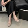 Fashion Bling Rhinestone Mesh Ballet Flats for Women Fashion Round Toe Bowknot Breathable Mary Jane Shoes Elegant Dress Flat Sandals