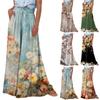 Women High Waisted Wide Leg Pants Summer Casual Flowy Palazzo Pants Floral Print Beach Trousers With Pocket
