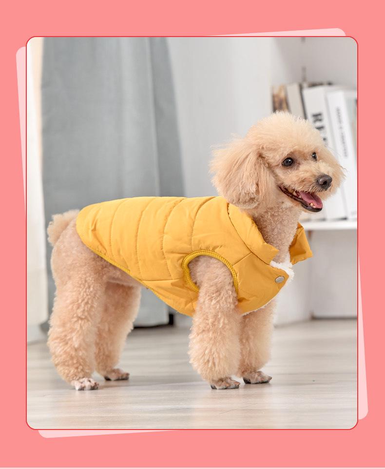 Теплый водонепроницаемый хлопковый жилет для маленьких и средних собак - Меховая подкладка, одежда для питомцев на осень и зиму