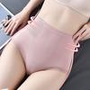 Women High Waist Seamless Panties Hip Lifting Tummy Control Lace Trim Ribbed Briefs Elastic Skinny Underpants