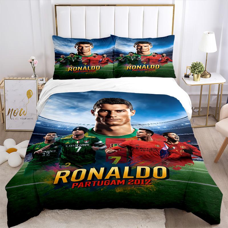 Ronaldo'S Legacy Soccer Print 3Pcs Bedding Setduvet Cover With 2 Bedropillowcase Home Birthday Gift