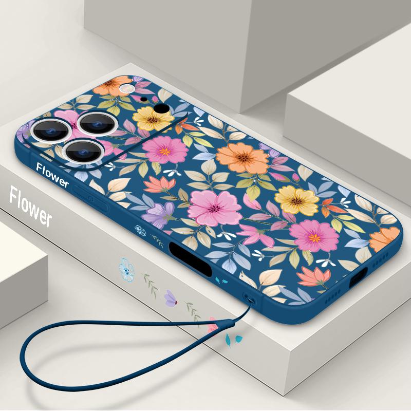 Чехол-шнурок с романтичным узором из роз для iPhone 17 Pro Max iPhone 16 15 14 13 Pro Max 11 16E 17E Мягкая силиконовая задняя крышка телефона