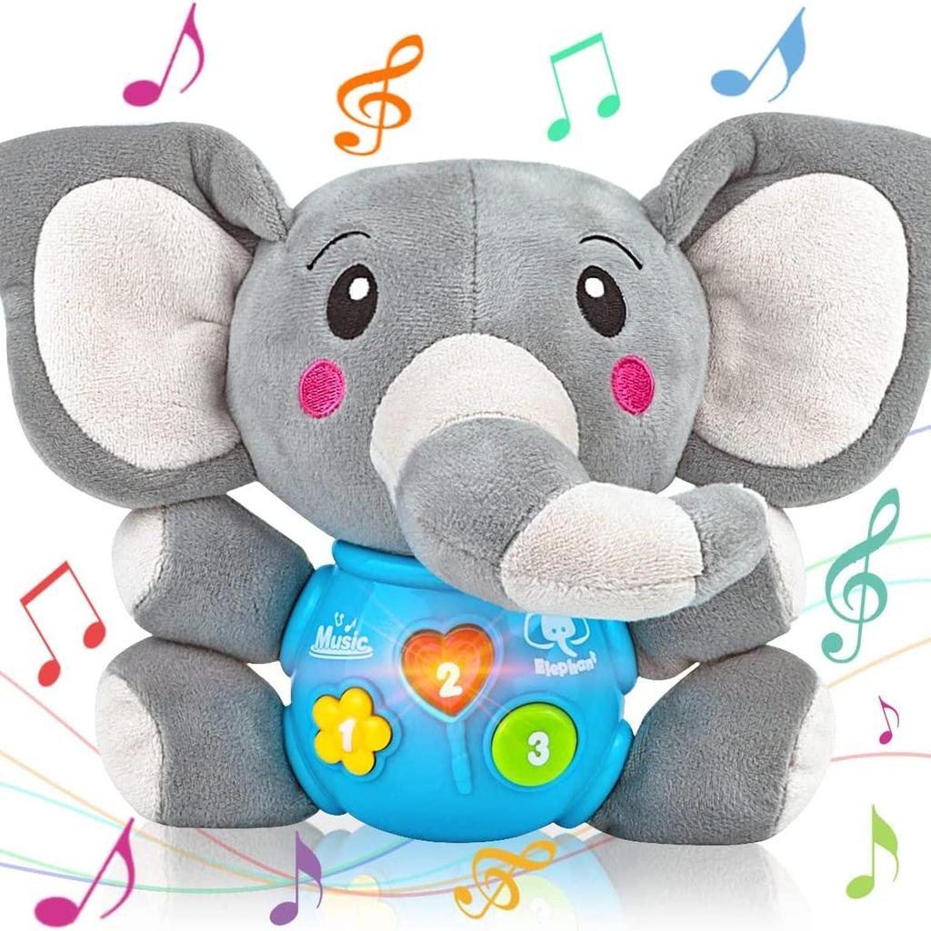 Plush Elephant Musical Baby Toys, Cute Plush Animal Glowing Baby Toys 0 To 36 Months Baby Boys and Girls Newborn Baby Musical Toys