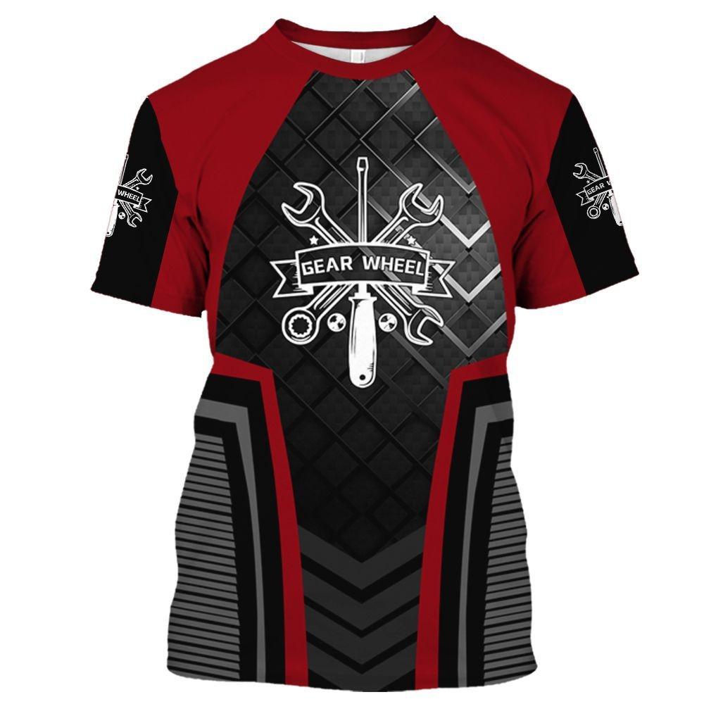 Personalized Design Mechanic Pattern 3D Printing Men's Street Round Neck Short Sleeved T-shirt