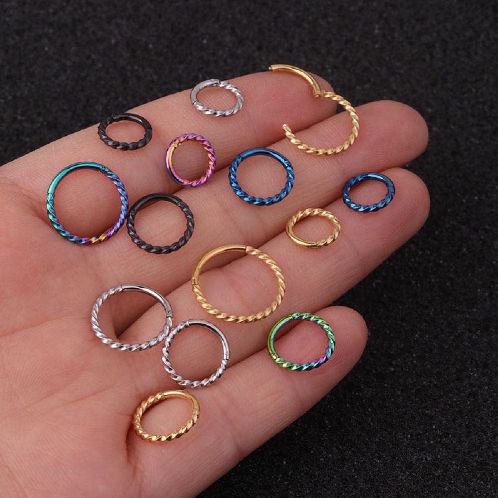 Septum Helix Cartilage Nose Piercing Ring Hinged Segment ring Round Stud Earrings Hoop Earrings
