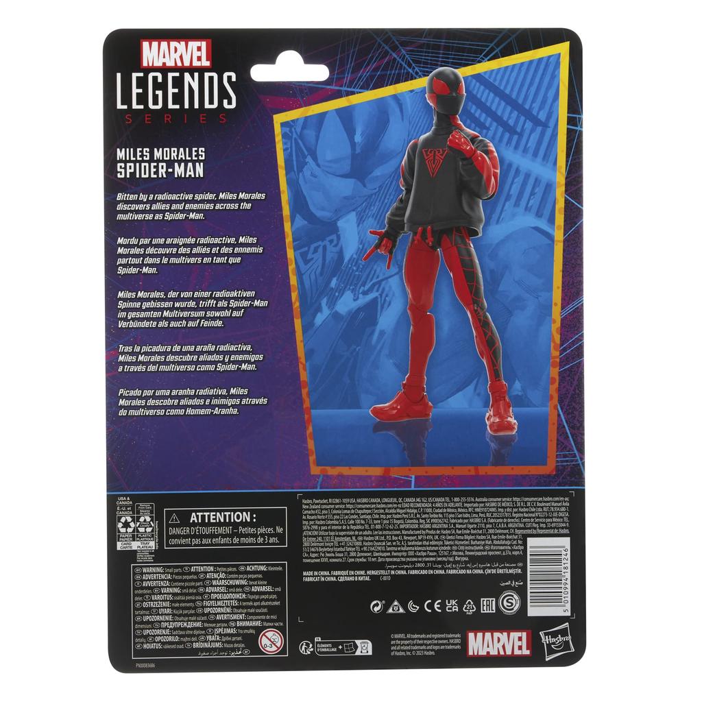 Hasbro Marvel Legends Series Miles Morales Legends Action Figure with 2 Authentic Spider-Man, Spider-Man 6-inch (15cm) Accessories, F6571,