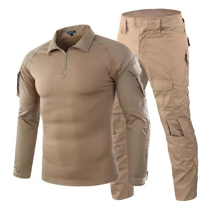Mens Tactical Cargo Pants With Knee Pads Outdoor Training Combat Uniform Set Camo