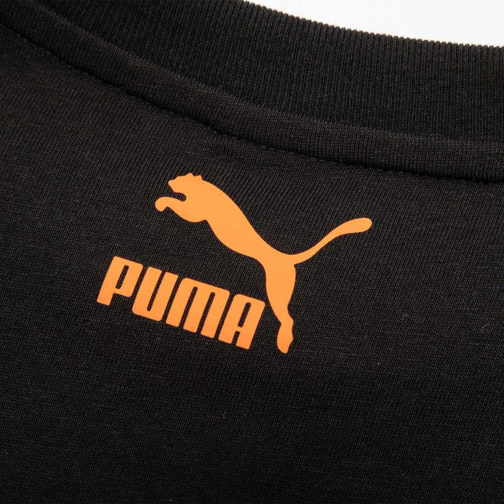 Puma Классические танцевальные буквы с принтом свободная круглая горловина короткий рукав футболка женские топы черный 627175-01